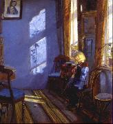 Anna Ancher Sunlight in the blue room oil painting